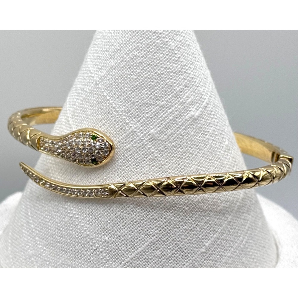 Rarities Carol Brodie Snake Bypass Bracelet Sterling Silver White Zircon READ
